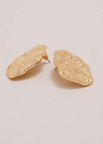 Phase Eight Gold Large Textured Circle Stud Jewellery Gold Australia | GP8169502